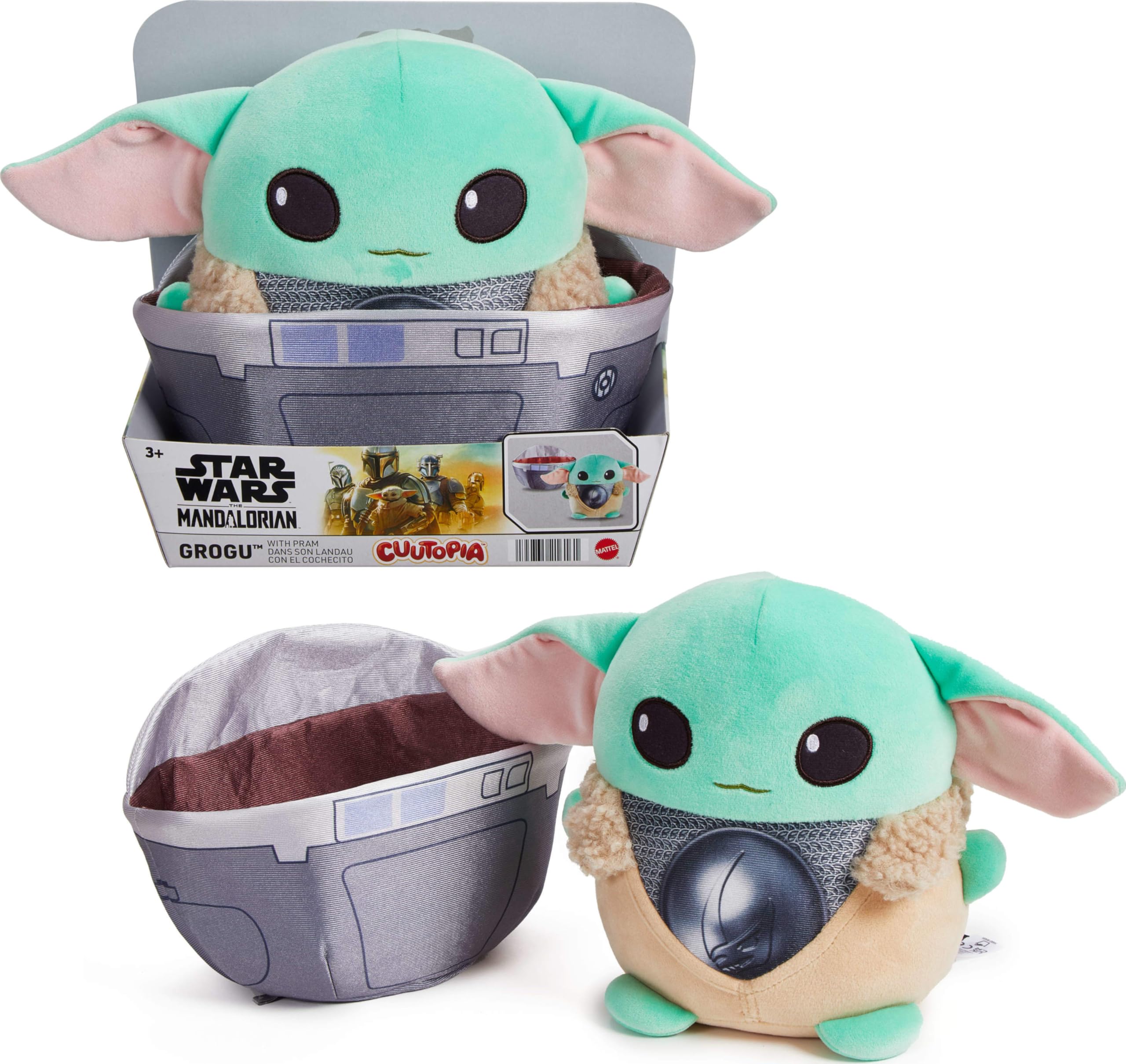 Star Wars, Pelúcia Grogu no Carrinho de Bebê, 17 cm de Altura